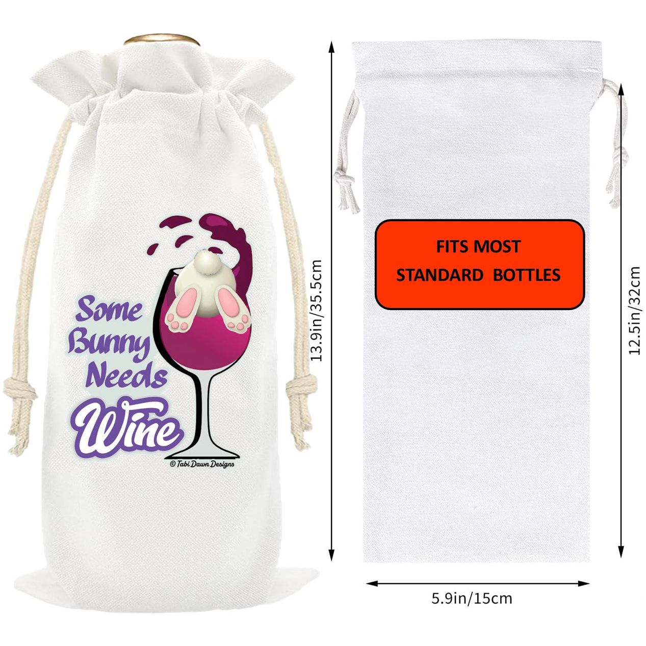 Easter Wine Bottle Gift Bag, Some Bunny Needs Wine