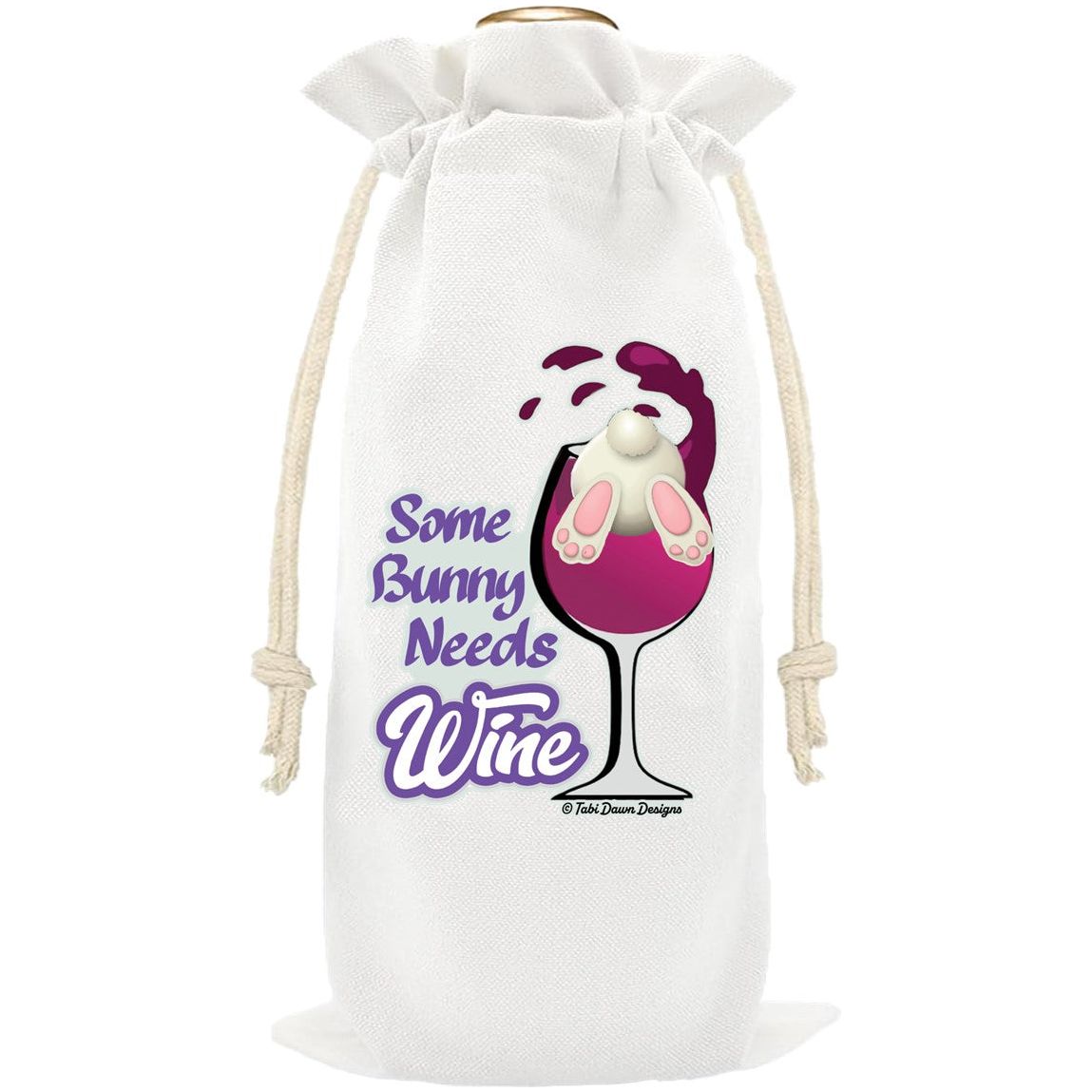 Easter Wine Bottle Gift Bag, Some Bunny Needs Wine
