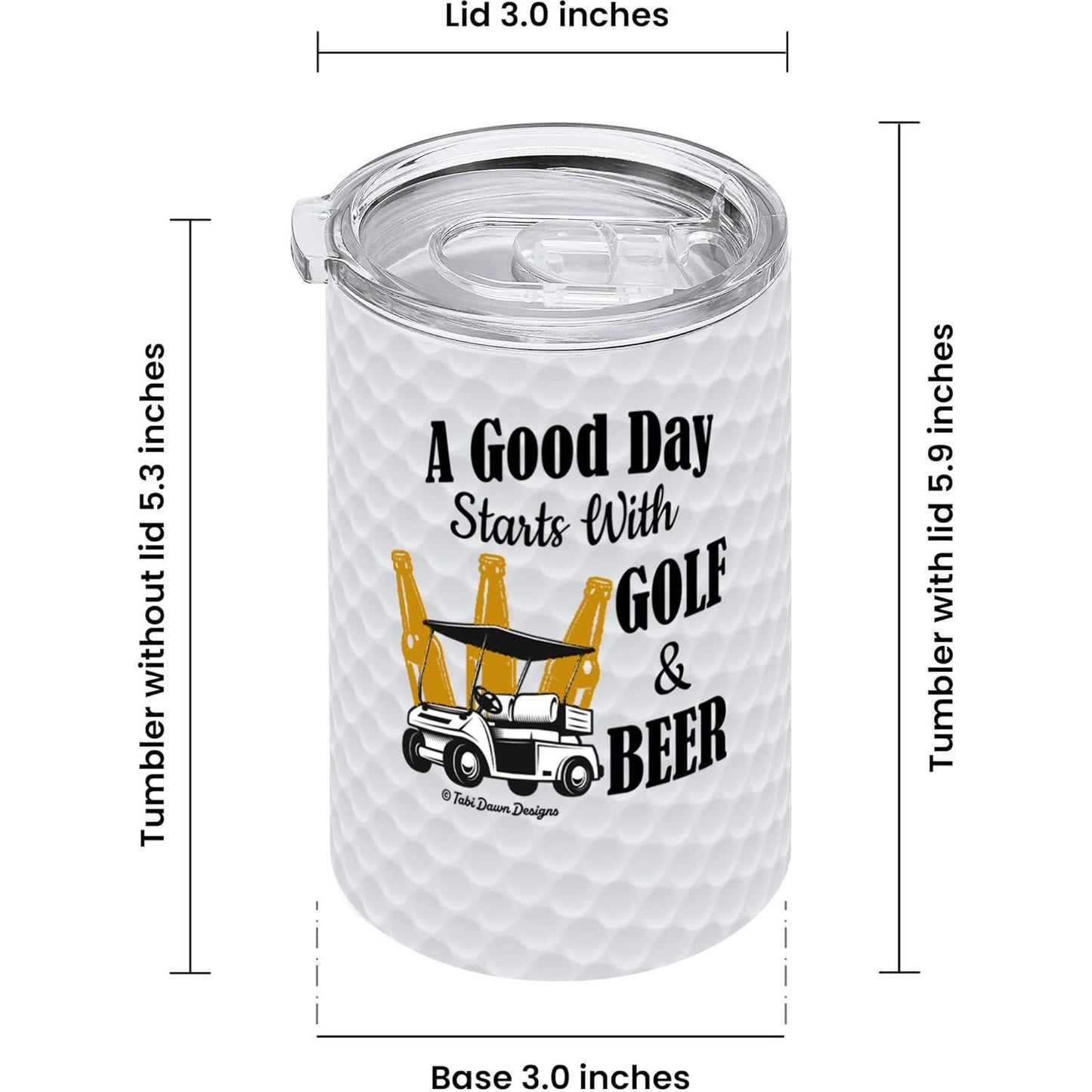 Golf and Beer Slogan 12 oz Tumbler with Lid, Straw, Gift Box