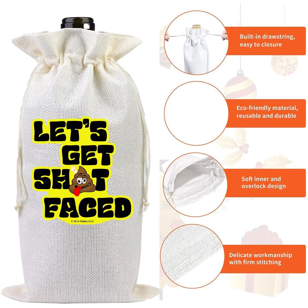 Lets Get Shit Faced Booze Bottle Bag