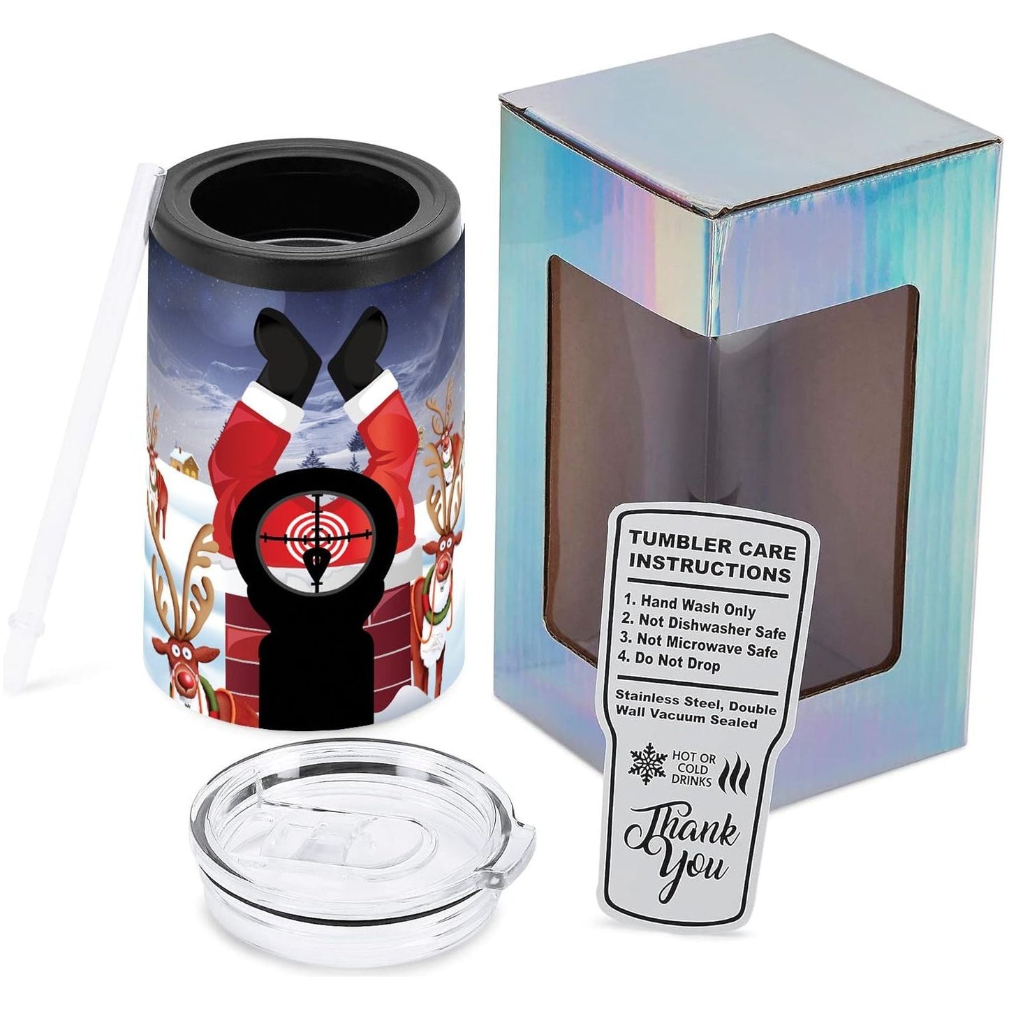 Santas in my Sight funny Holiday beverage holder for Hunters
