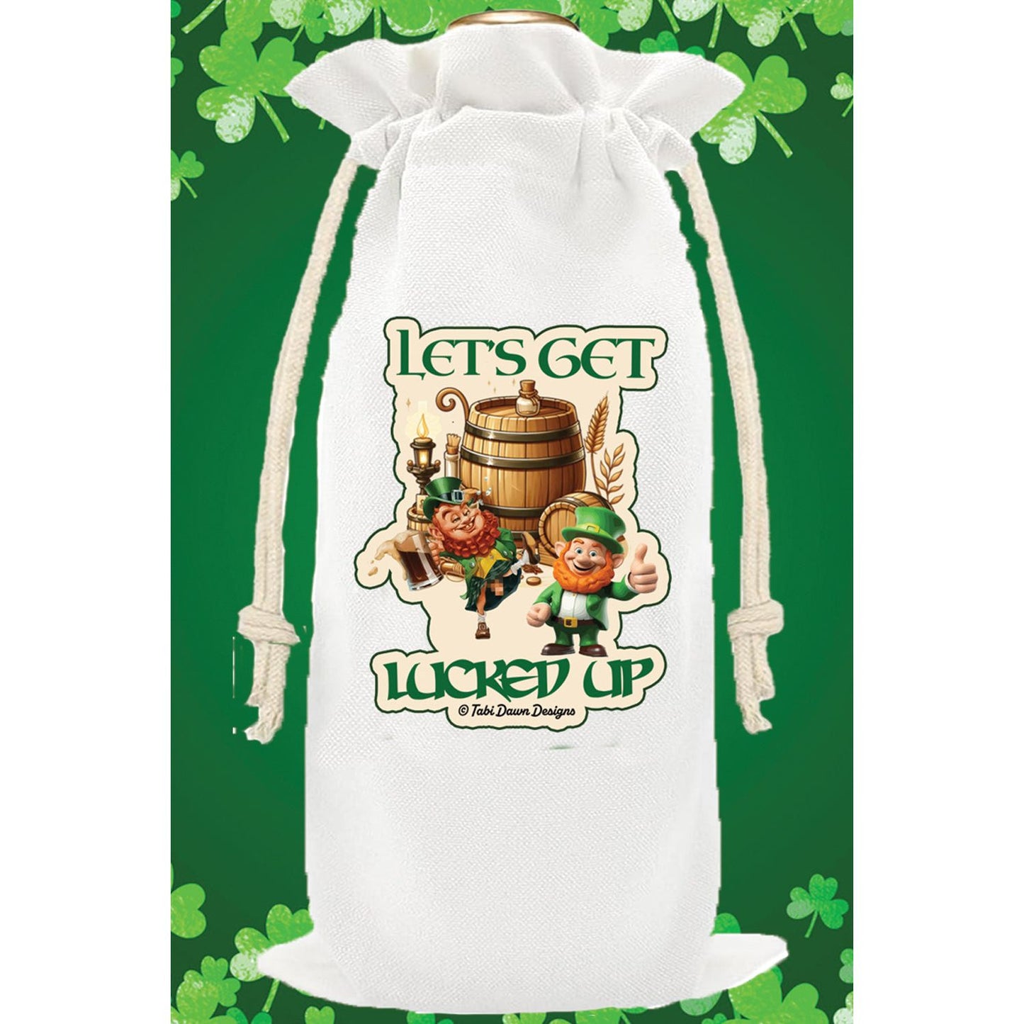 Funny St Patrick's Day Liquor Bottle Gift Bag, Let's Get Lucked Up