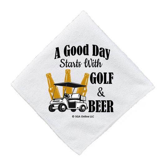 Good Day Starts with Golf and Beer - Fun Golf Towels On Sale