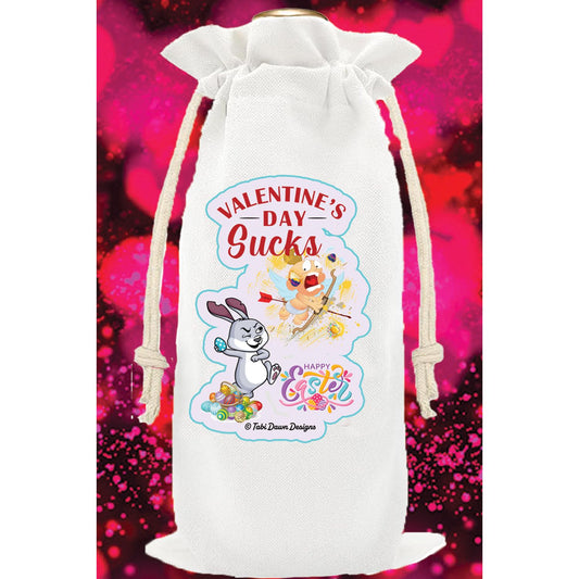 Valentines Day Sucks, Happy Easter, Funny Wine Gift Bag